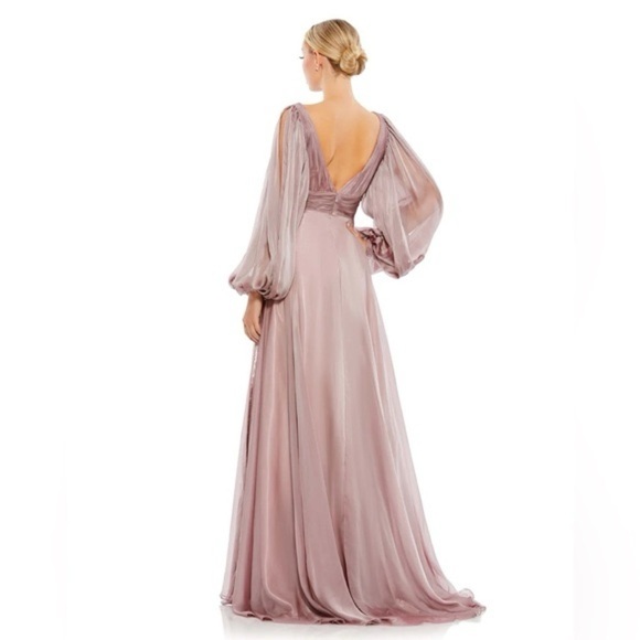 Mac Duggal Chiffon Open Sleeve A Line Gown Size 2 NEW - Picture 4 of 13